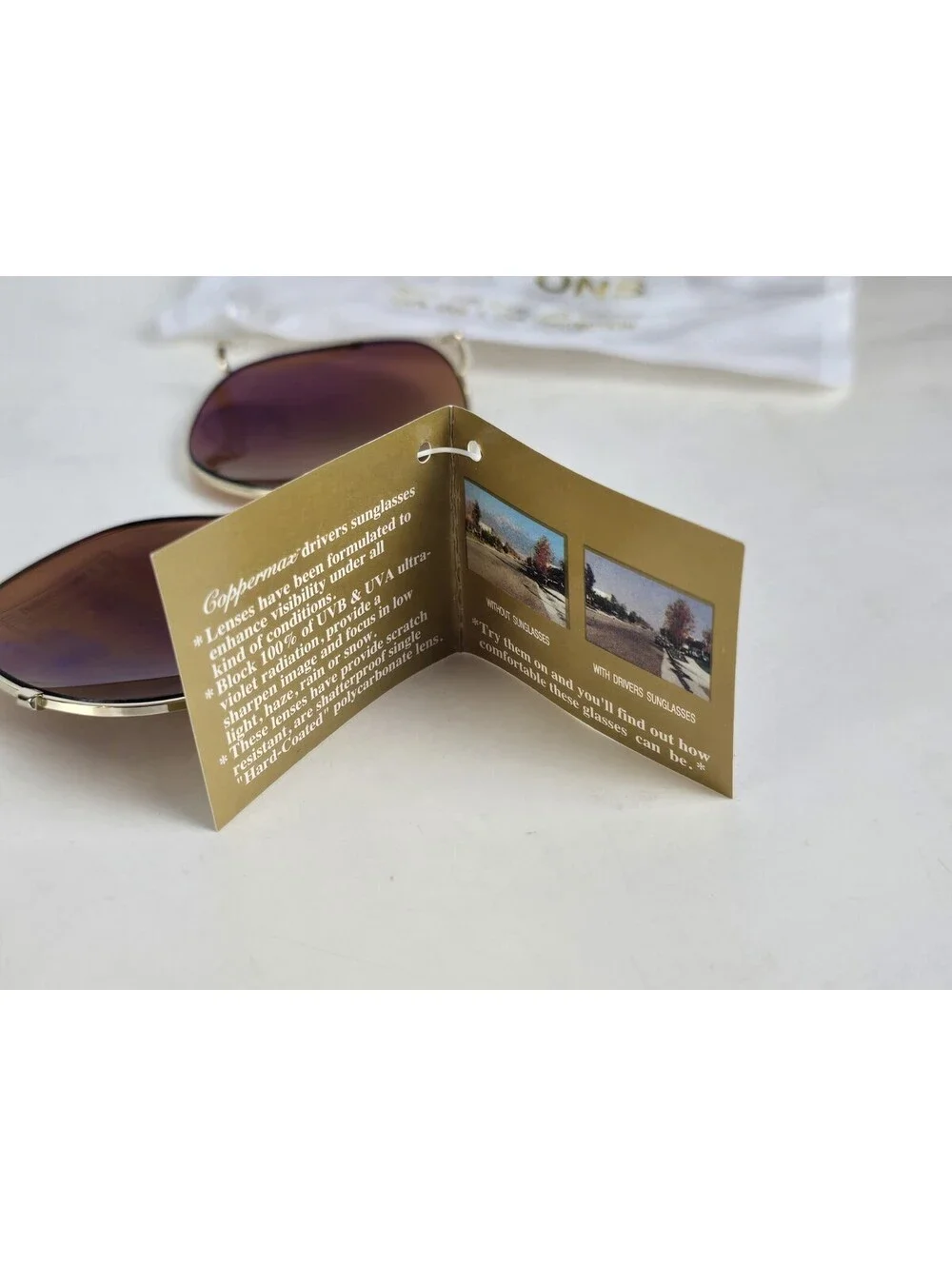 Vintage COPPERMAX Aviator sunglass Clip-Ons Driving Shooting Gold frame NOS